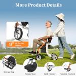 Nihhcune 4-in-1 All-Terrain Upright Rolling Walker Wheelchair Combination, No Installation, One-Step Folding Walker with Seat, Rollator Walker with Storage Bag for Seniors & Adults of Different Height