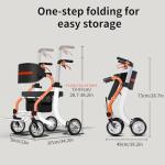 Nihhcune 4-in-1 All-Terrain Upright Rolling Walker Wheelchair Combination, No Installation, One-Step Folding Walker with Seat, Rollator Walker with Storage Bag for Seniors & Adults of Different Height