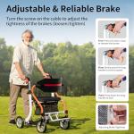 Nihhcune 4-in-1 All-Terrain Upright Rolling Walker Wheelchair Combination, No Installation, One-Step Folding Walker with Seat, Rollator Walker with Storage Bag for Seniors & Adults of Different Height