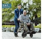 ELENKER All Terrain 2 in 1 Rollator Walker Transport Chair Folding Wheelchair w