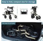ELENKER All Terrain 2 in 1 Rollator Walker Transport Chair Folding Wheelchair w