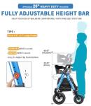 FlyingJoy Rollator Walker with Seat,12" Front Wheels 10" Rear Rolling Walker, Extra-Wide Heavy-Duty Rollator Walker with Seat and Brakes for Seniors and Adults Bariatric with Large Aluminum (Blue)