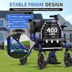 BigAlex Rollator Walkers for Seniors with Wider Seat,Walker Wheelchair Combo,2 in 1 Rollator Walker, Transport Wheelchair for Adults,Rolling Walker with All-Terrain Wheels,400 LBS Weight Capacity,Blue