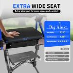 BigAlex Rollator Walkers for Seniors with Wider Seat,Walker Wheelchair Combo,2 in 1 Rollator Walker, Transport Wheelchair for Adults,Rolling Walker with All-Terrain Wheels,400 LBS Weight Capacity,Blue