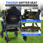 BigAlex Rollator Walkers for Seniors with Wider Seat,Walker Wheelchair Combo,2 in 1 Rollator Walker, Transport Wheelchair for Adults,Rolling Walker with All-Terrain Wheels,400 LBS Weight Capacity,Blue