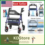 Heavy-Duty Foldable Rollator Walker with Seat & Big Wheels