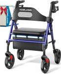 Heavy-Duty Foldable Rollator Walker with Seat & Big Wheels