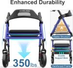 Heavy-Duty Foldable Rollator Walker with Seat & Big Wheels