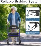 Heavy-Duty Foldable Rollator Walker with Seat & Big Wheels