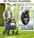 Heavy-Duty Foldable Rollator Walker with Seat & Big Wheels