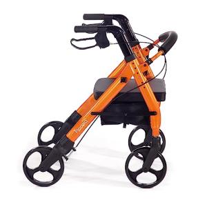 Comodità Piccola (Petite) Heavy Duty Rollator Walker with Seat, Wheeled Rolling Walker for Adults and Seniors up to 5’4” Tall, 15" Wide Seat and 4 Wheel, with Cup and Cane Holder, Metallic Orange