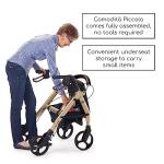 Comodità Piccola (Petite) Heavy Duty Rollator Walker with Seat, Wheeled Rolling Walker for Adults and Seniors up to 5’4” Tall, 15" Wide Seat and 4 Wheel, with Cup and Cane Holder, Metallic Orange