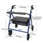 McKesson Bariatric Rollator 400 lbs. 34 to 39 inch Handle Height 146-10216BL-1