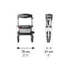 KMINA Heavy-Duty Rollator Walker with Seat (Sturdy Frame), All Terrain Large 10" Pneumatic Tires, Height Adjustable, Foldable with Basket