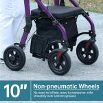 ELENKER All Terrain Rollator Walker Transport Wheelchair Combo, 2 in 1 Rolling Walker with Padded Seat and Wide Backrest, Purple