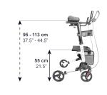 KMINA Upright Walker with Seat, Heavy Duty Stand Up Rollator, Forearm Walker with Padded Armrest, Foldable, Adjustable Height, Walking Assist, Up to 300 lb