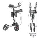 KMINA Upright Walker with Seat, Heavy Duty Stand Up Rollator, Forearm Walker with Padded Armrest, Foldable, Adjustable Height, Walking Assist, Up to 300 lb