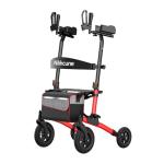 Nihhcune Upright Rollator Walker for Seniors, All-Terrain Stand Up Walker with Padded Seat & Backrest, Heavy Duty Compact Folding Rolling Walker with Big Wheels and Adjustable Armrests, 300lb Capacity