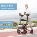 Nihhcune Upright Rollator Walker for Seniors, All-Terrain Stand Up Walker with Padded Seat & Backrest, Heavy Duty Compact Folding Rolling Walker with Big Wheels and Adjustable Armrests, 300lb Capacity