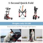 Nihhcune Upright Rollator Walker for Seniors, All-Terrain Stand Up Walker with Padded Seat & Backrest, Heavy Duty Compact Folding Rolling Walker with Big Wheels and Adjustable Armrests, 300lb Capacity