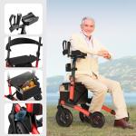 Nihhcune Upright Rollator Walker for Seniors, All-Terrain Stand Up Walker with Padded Seat & Backrest, Heavy Duty Compact Folding Rolling Walker with Big Wheels and Adjustable Armrests, 300lb Capacity