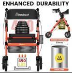 BlessReach Heavy-Duty Rollator Walker With Seat & Storage Black/Orange