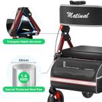 Matinal Foldable Rollator Walker with Seat - Burgundy