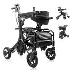 CARLIKE 3 in 1 Electric Wheelchair & Lightweight Rollator Walker with Seat & Foldable Transport Wheel Chair for Seniors Adults, Motorized Mobility Scooters, All Terrain,500W Motors