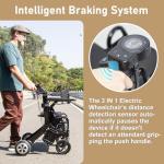 CARLIKE 3 in 1 Electric Wheelchair & Lightweight Rollator Walker with Seat & Foldable Transport Wheel Chair for Seniors Adults, Motorized Mobility Scooters, All Terrain,500W Motors