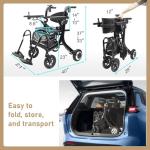 CARLIKE 3 in 1 Electric Wheelchair & Lightweight Rollator Walker with Seat & Foldable Transport Wheel Chair for Seniors Adults, Motorized Mobility Scooters, All Terrain,500W Motors
