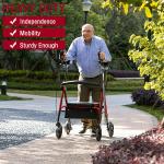 2026 Heavy Duty Upright Walker, Stand Up Rollator Walker Extra Wide  Seat 500lb