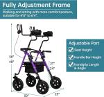 ELENKER All-Terrain Rollator Walker Forearm Support Padded Seat 10" Wheels