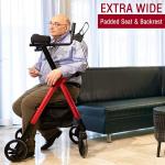 2026 Heavy Duty Upright Walker, Stand Up Rollator Walker Extra Wide  Seat 500lb