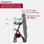 2026 Heavy Duty Upright Walker, Stand Up Rollator Walker Extra Wide  Seat 500lb