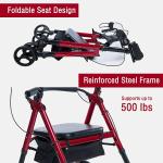 2026 Heavy Duty Upright Walker, Stand Up Rollator Walker Extra Wide  Seat 500lb