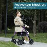 ELENKER All-Terrain Rollator Walker Forearm Support Padded Seat 10" Wheels