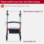 2026 Heavy Duty Upright Walker, Stand Up Rollator Walker Extra Wide  Seat 500lb