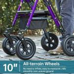 ELENKER All-Terrain Rollator Walker Forearm Support Padded Seat 10" Wheels
