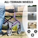 PLANET WALK Super Lightweight Rollator Walker for Seniors, Foldable Rolling Walker with Seat and 8" Rubber Wheels for All Terrain, Upgraded Height Adjustment Button with Cup Holder, Purple