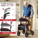 Heavy Duty Rollator Walker 350lb All-Terrain Adjustable Height Walker for Senior