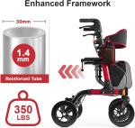 Heavy Duty Rollator Walker 350lb All-Terrain Adjustable Height Walker for Senior