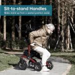 ELENKER All-Terrain Upright Rollator Walker, Stand up Rolling Walker with Seat, 12” Non-Pneumatic Tire Wheels, Compact Folding Design for Seniors, Red