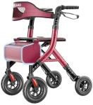 HOMLAND Foldable Rollator Walkers for Seniors with Seat, 10" All-Terrain Wheels & Curb Climber, 16.4 lb Lightweight Walker with Lockable Brakes, 300 lbs Capacity, Burgundy
