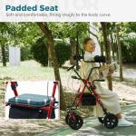 ELENKER All-Terrain Upright Rollator Walker, Stand Up Rolling Walker with 10’’Big PU Wheels and Adjustable Padded Armrests for Seniors from 4’8”to 6'4”, Red