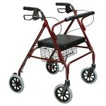 Drive Medical 10215RD-1 Bariatric Foldable Rollator Walker with Seat, Red