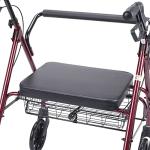 Drive Medical 10215RD-1 Bariatric Foldable Rollator Walker with Seat, Red
