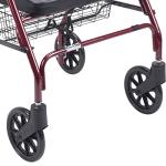 Drive Medical 10215RD-1 Bariatric Foldable Rollator Walker with Seat, Red