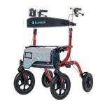 ELENKER All-Terrain Rollator Walker with Seat, Outdoor Rolling Walker, 12” Non-Pneumatic Tire Front Wheels, Compact Folding Design for Seniors, Red
