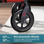 ELENKER All-Terrain Rollator Walker with Seat, Outdoor Rolling Walker, 12” Non-Pneumatic Tire Front Wheels, Compact Folding Design for Seniors, Red
