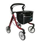 HEALTHLINE Rollator Walker for Seniors - Lightweight 4 Wheel Eldery Walker Heavy Duty - Rollator Walkers for Seniors with Basket & Tray - Narrow Doors Indoor Rollator Red Color